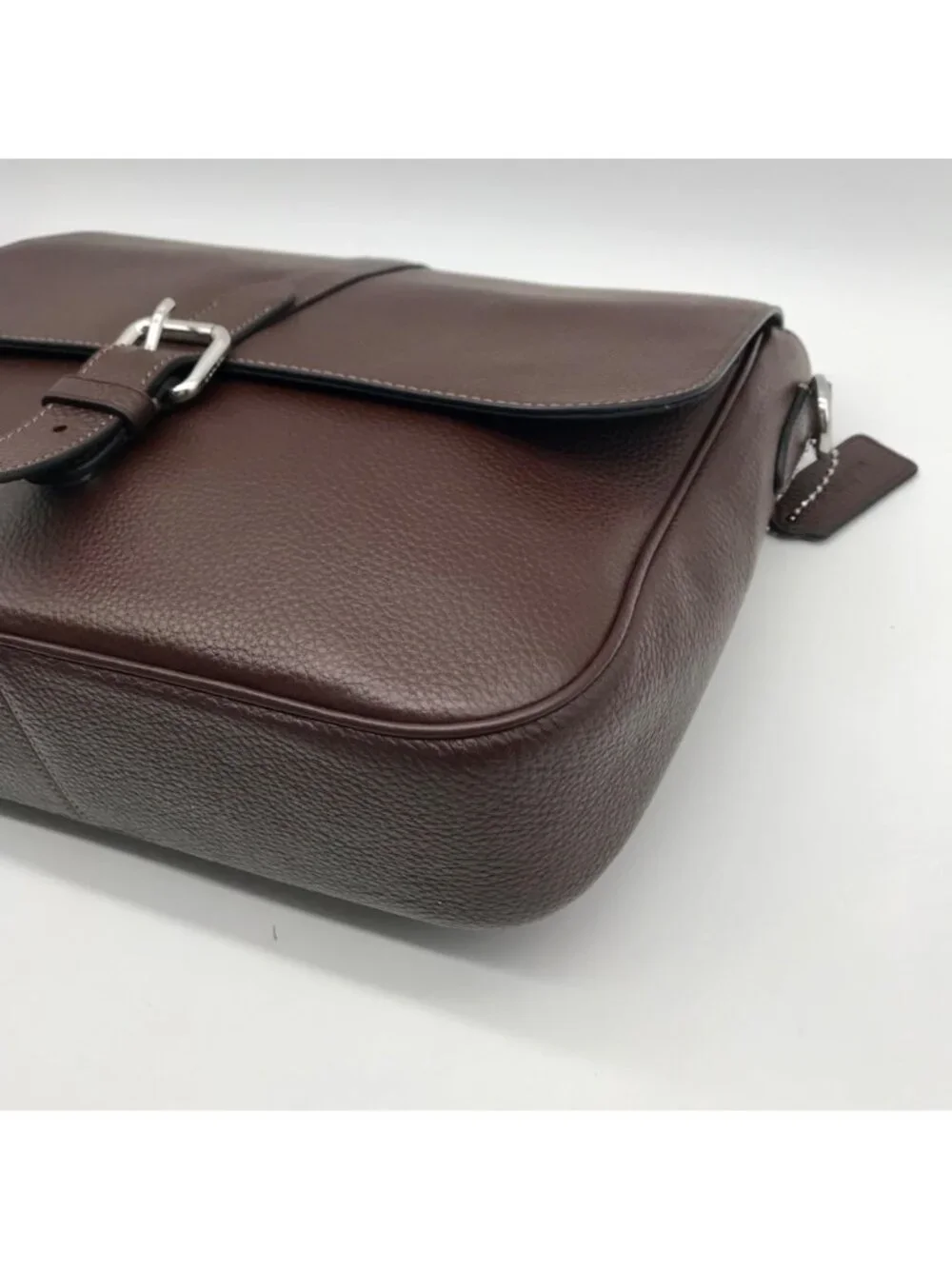 Coach Brown Pebbled Leather Warner Messenger Bag CW215